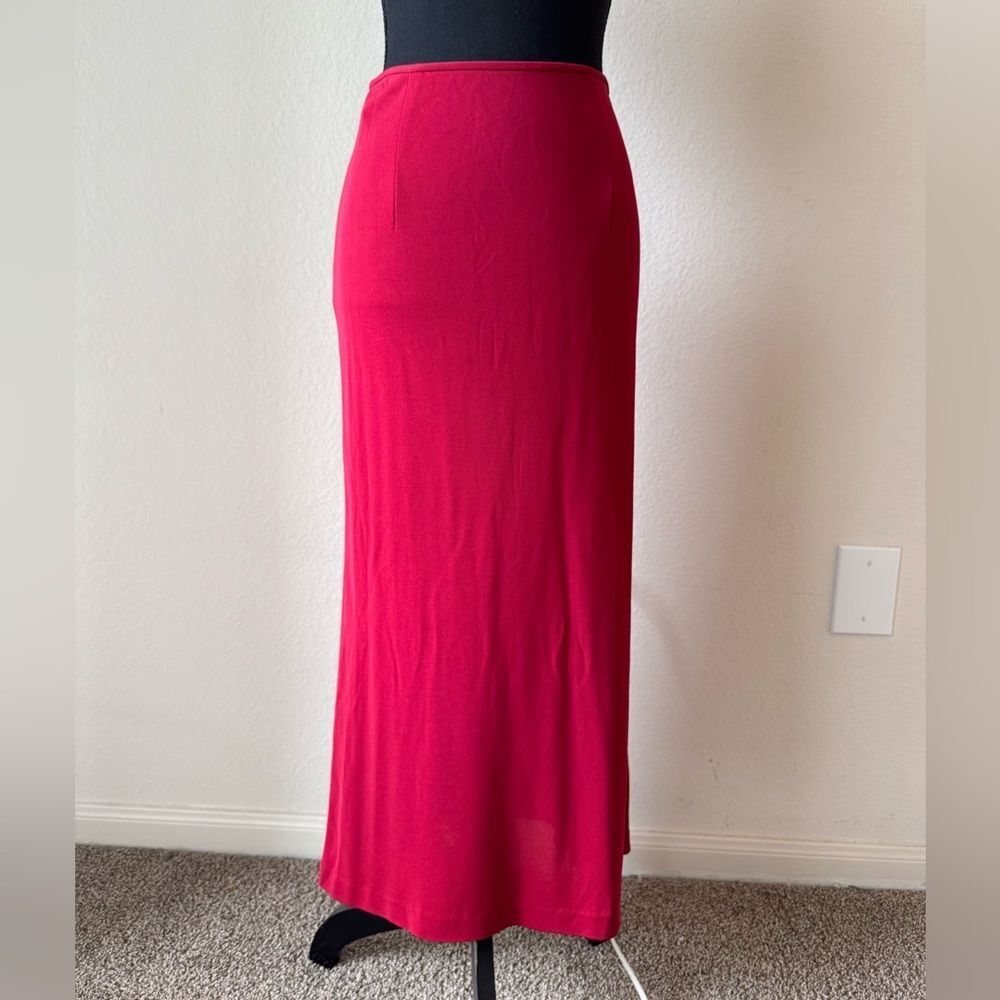 Cache Women’s Red Midi Skirt Size 6‎ Vintage Y2K Minimalist Rayon Blend